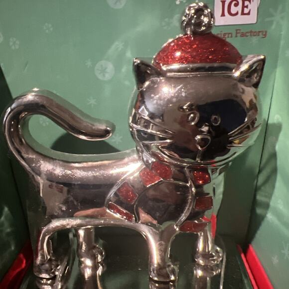 Christmas Stocking Cat-Shaped Metal Hook With Glittery Accents Décor - Picture 2 of 2